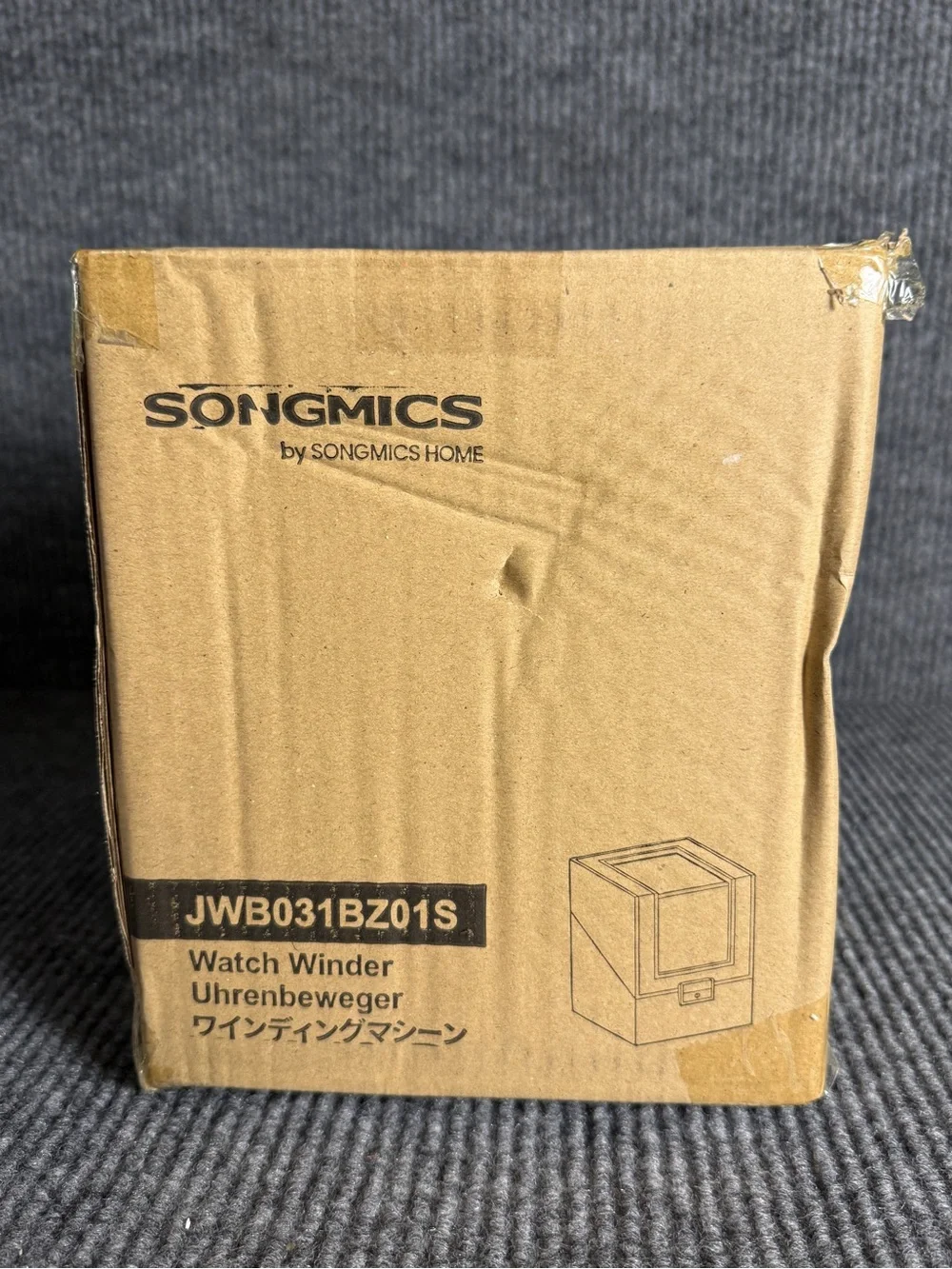 SONGMICS Automatic Double Watch Winder Box Quiet Motor Black Leather Lockable